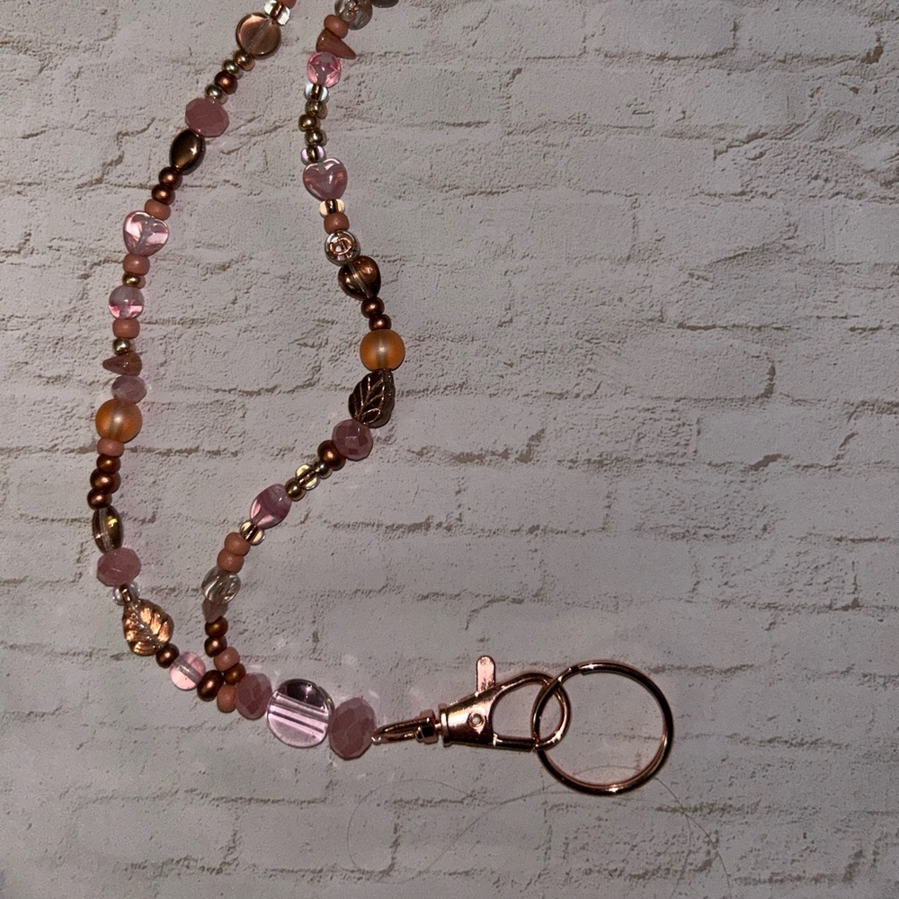 Rose gold handcrafted lanyard - Picture 2 of 4